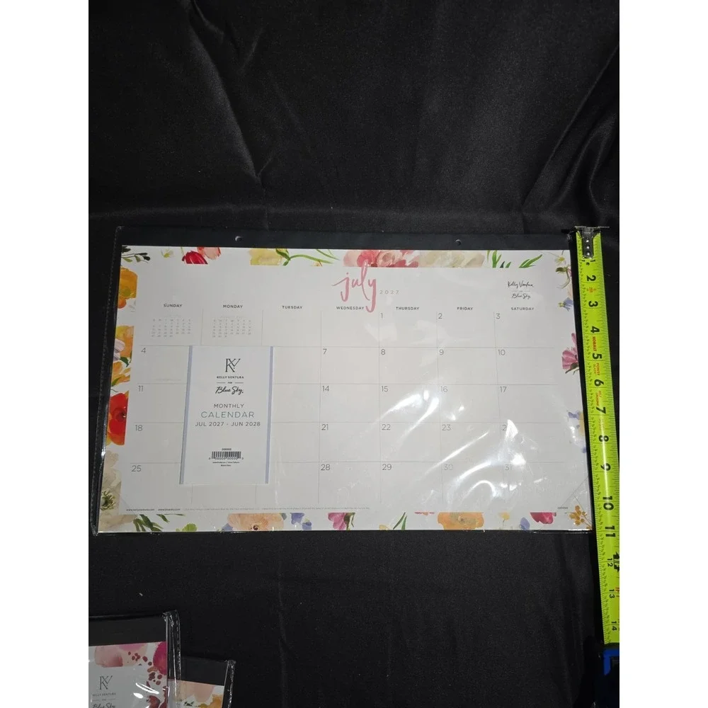 Blue Sky Magenta Bloom Desk Pad Calendar 17x11 July 27 - June 28